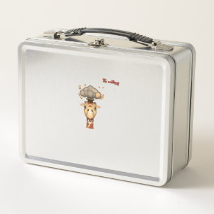 emoji head exploding giraffe face   metal lunch box