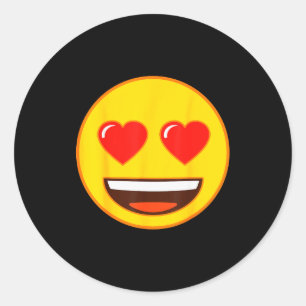 Emoji Heart Eyes Yellow Smile Face Classic Round Sticker
