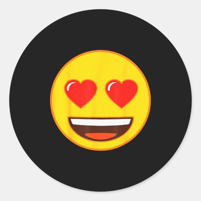 Emoji Heart Eyes Yellow Smile Face  Classic Round Sticker (Front)