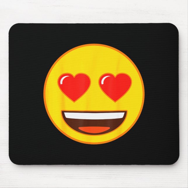 Emoji Heart Eyes Yellow Smile Face  Mouse Pad (Front)