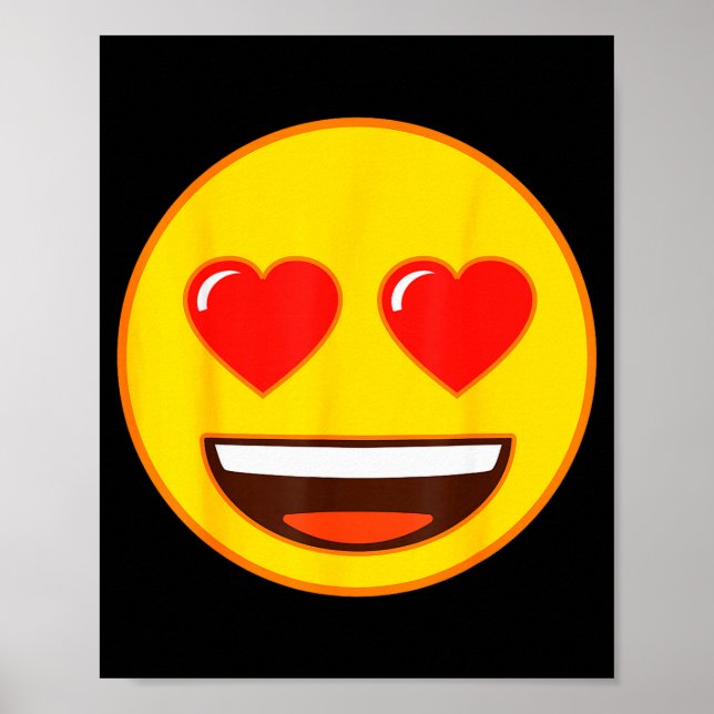 Emoji Heart Eyes Yellow Smile Face  Poster (Front)