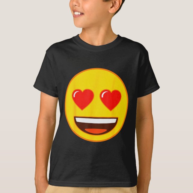 Emoji Heart Eyes Yellow Smile Face  T-Shirt (Front)
