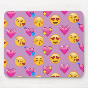 Emoji Hearts and Love Pink Patternsd Mouse Pad