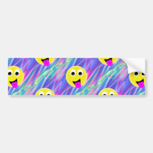 emoji hologram bumper sticker