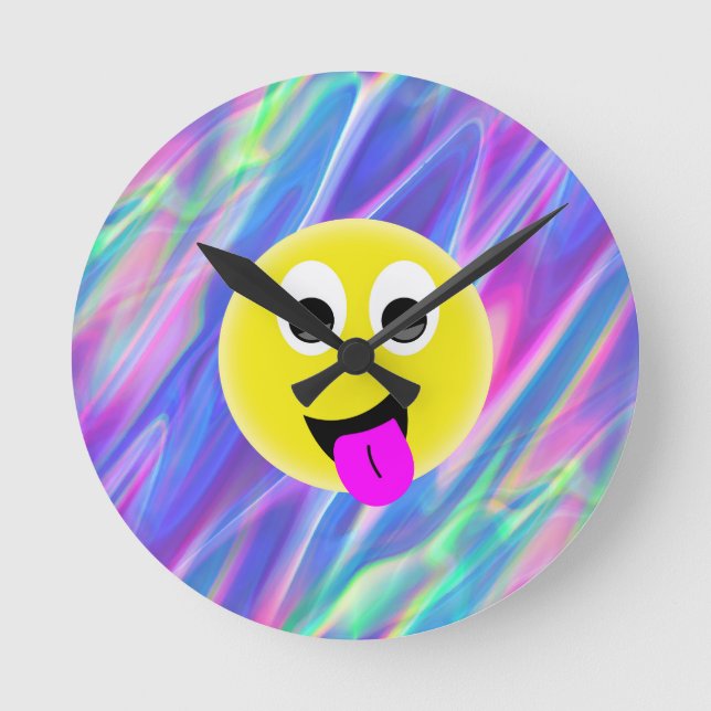 emoji hologram round clock (Front)