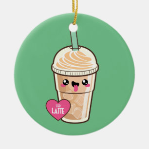 Emoji Iced Latte Ceramic Ornament