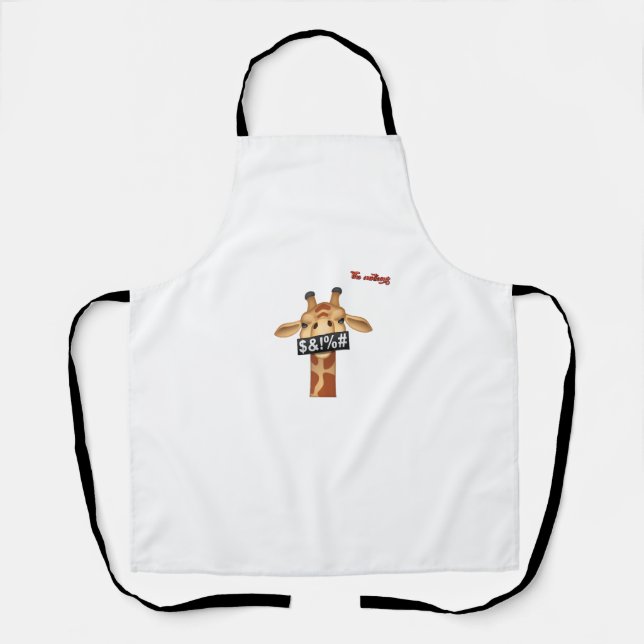 emoji insulting angry giraffe face  apron (Front)