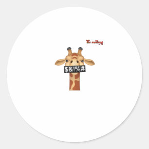 emoji insulting angry giraffe face  classic round sticker