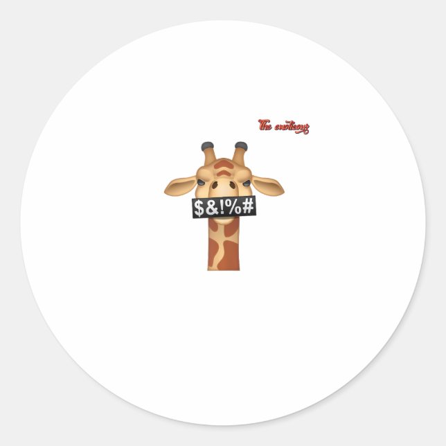 emoji insulting angry giraffe face  classic round sticker (Front)