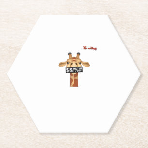emoji insulting angry giraffe face paper coaster