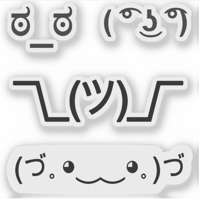Emoji Kawaii Faces text-based emoticons 4x set (Front)