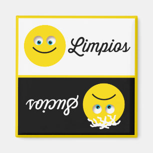 Emoji Limpios Sucios Dishwasher Black White Magnet