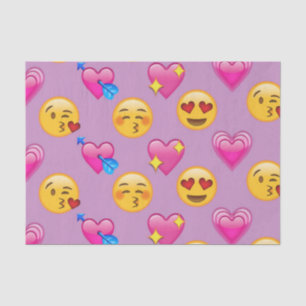 Emoji Love And Hearts Pink Pattern Tissue Paper