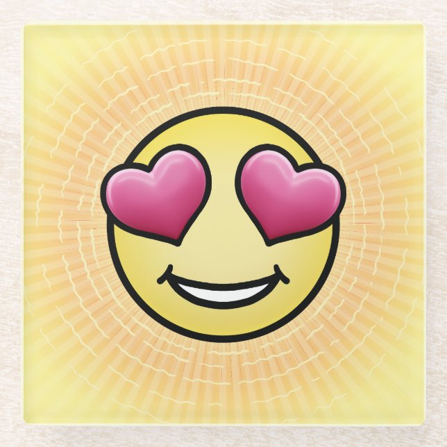 Emoji Love Glass Coaster (Front)