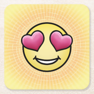 Emoji Love Square Paper Coaster