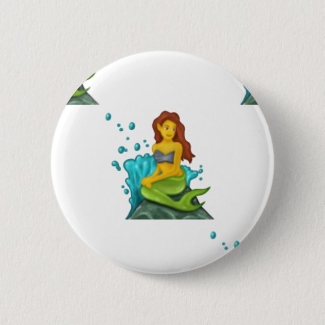 emoji mermaid 6 cm round badge (Front)