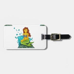 emoji mermaid luggage tag