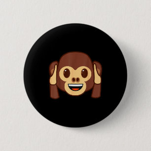 Emoji Monkey Holding Ears Yellow Smile Face 6 Cm Round Badge