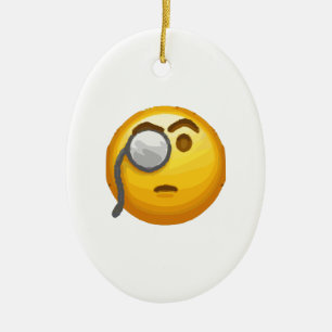 emoji monocle ceramic ornament