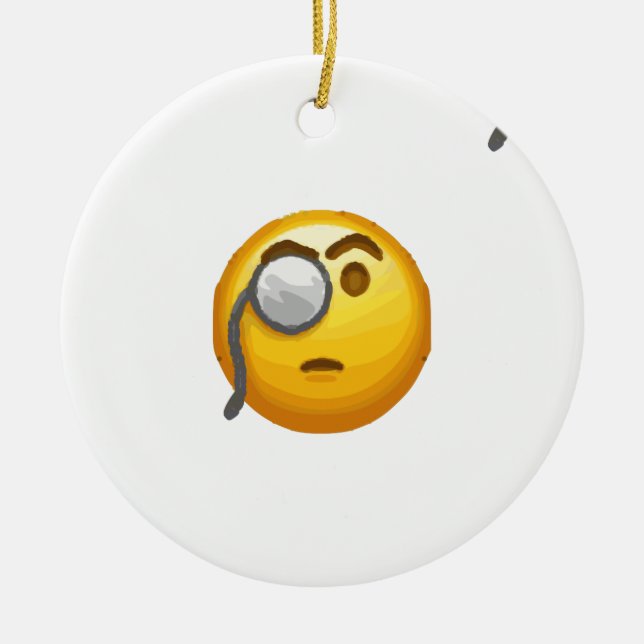 emoji monocle ceramic tree decoration (Front)
