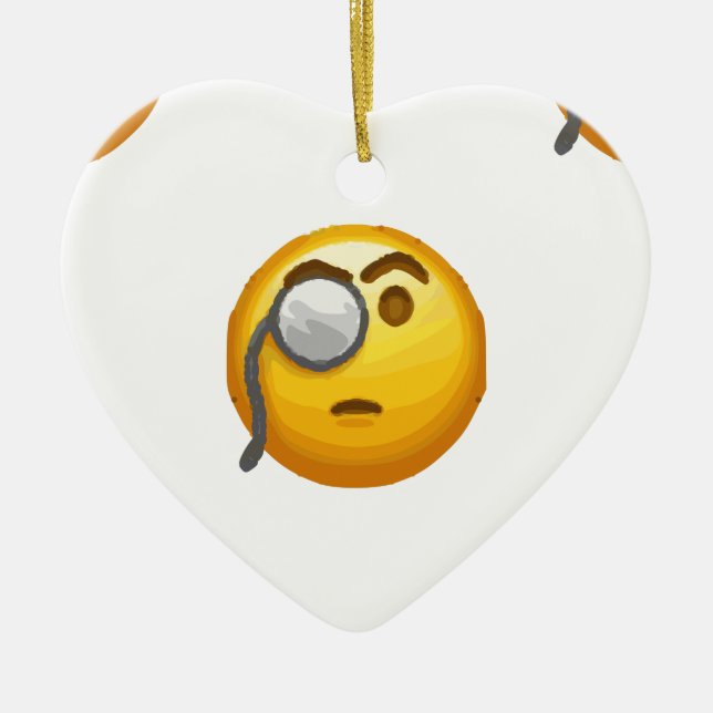 emoji monocle ceramic tree decoration (Front)