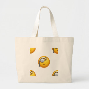 emoji monocle large tote bag