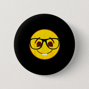 Emoji Nerd Gles Yellow Smile Face 6 Cm Round Badge