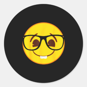 Emoji Nerd Gles Yellow Smile Face  Classic Round Sticker
