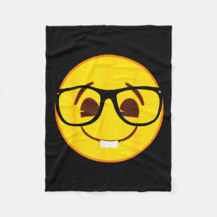 Emoji Nerd Gles Yellow Smile Face Fleece Blanket