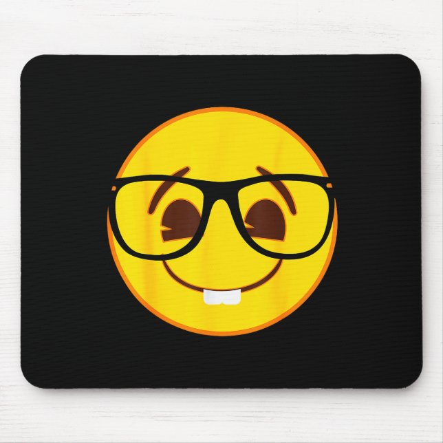 Emoji Nerd Gles Yellow Smile Face  Mouse Pad (Front)
