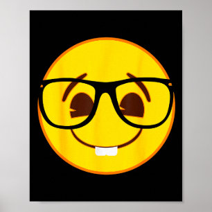 Emoji Nerd Gles Yellow Smile Face  Poster
