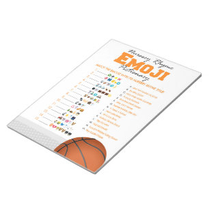 Emoji Nursery Rhyme Basketball Baby Shower Game Notepad