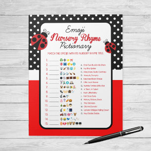 Emoji Nursery Rhyme Ladybug Baby Shower Game Notepad