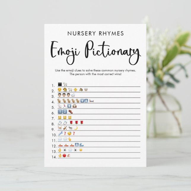 Emoji pictionary baby shower game gender neutral  invitation (Standing Front)