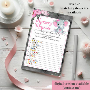 Emoji pictionary girl baby shower game elephant