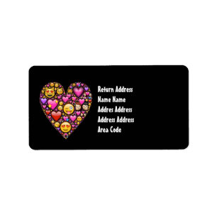 EMOJI Pink Black Girls Love Emoticons Party Label