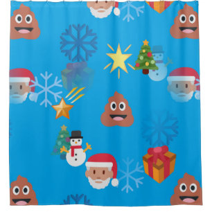 emoji poop christmas bathroom shower curtain