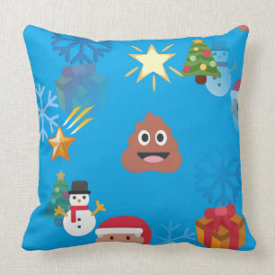 emoji poop christmas cushion