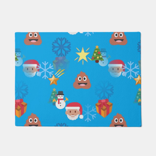 emoji poop christmas doormat door mat (Front)