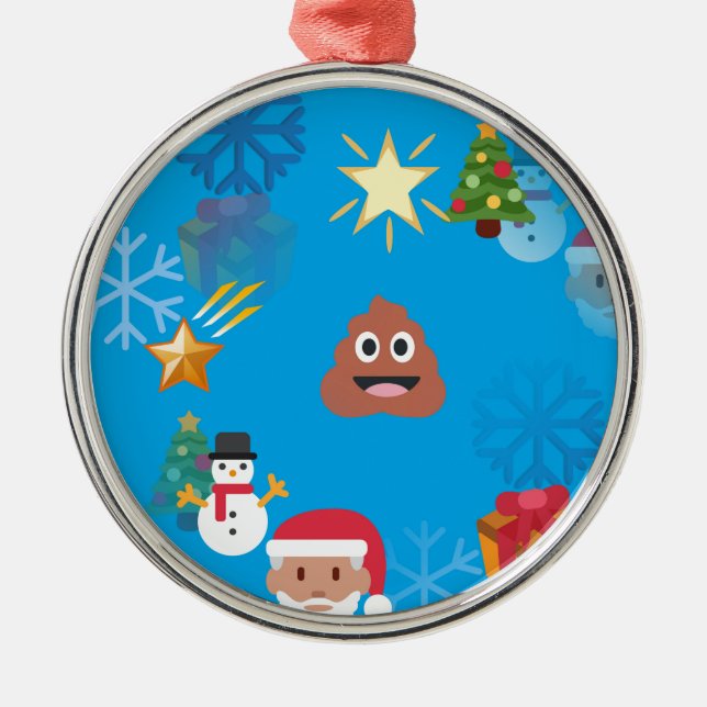 emoji poop christmas metal ornament (Front)