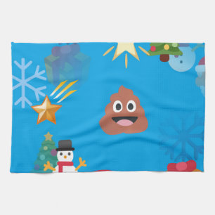 emoji poop christmas tea towel