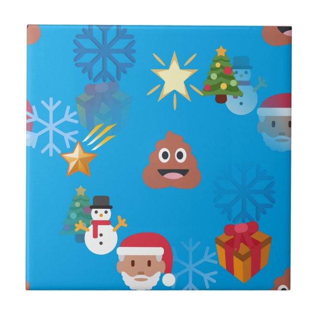 emoji poop christmas tile (Front)
