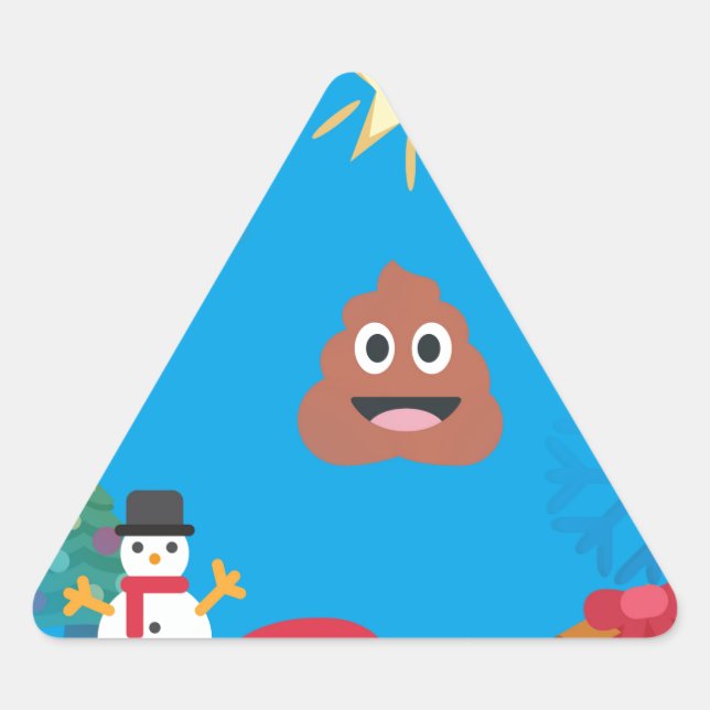emoji poop christmas triangle sticker (Front)