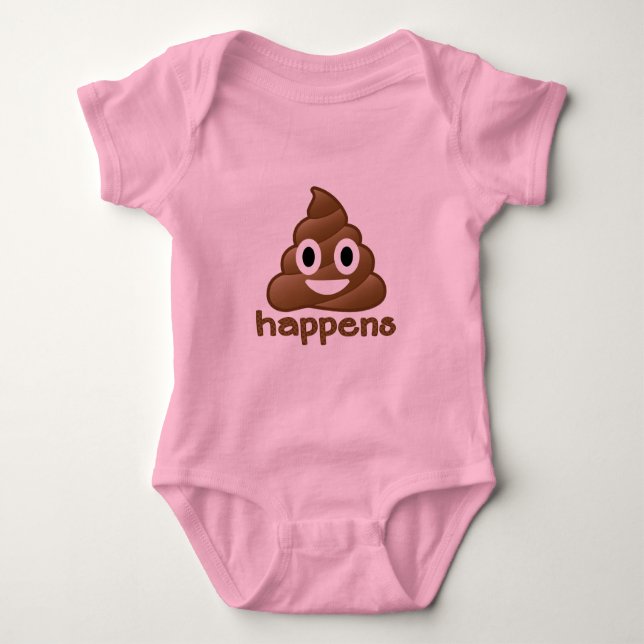 Emoji Poop Happens Baby Bodysuit (Front)