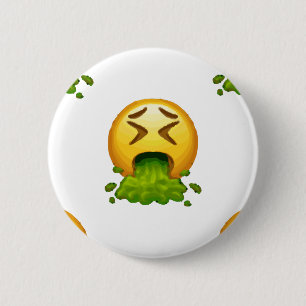 emoji puking 6 cm round badge