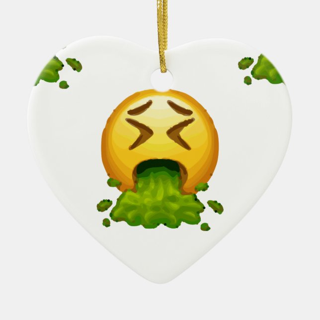 emoji puking ceramic ornament (Front)