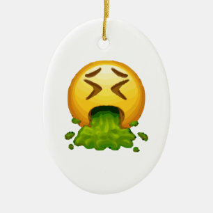 emoji puking ceramic ornament