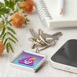 Emoji Purple Unicorn Poop Key Ring