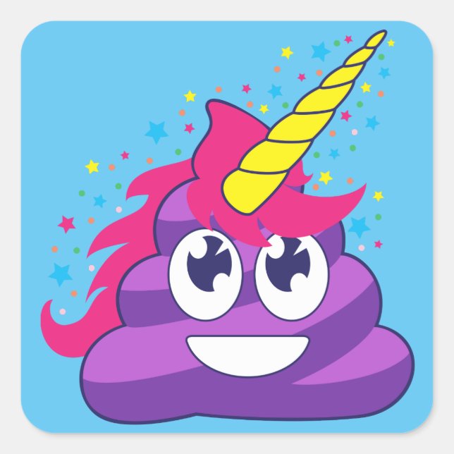 Emoji Purple Unicorn Poop Square Sticker (Front)