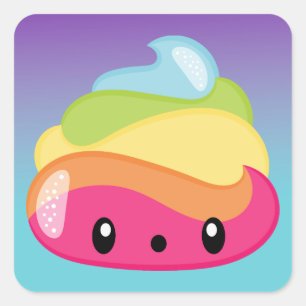 Emoji Raimbow Poop! Square Sticker